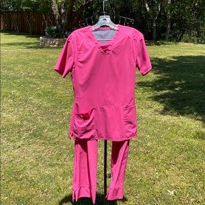 Smitten “Pepto Bismol” pink scrubs